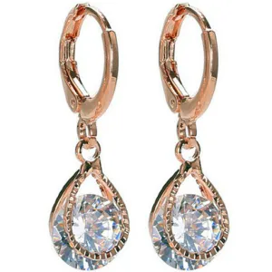 Diamond Drops Colorful Hoop Earrings In Rose Gold And Silver polish