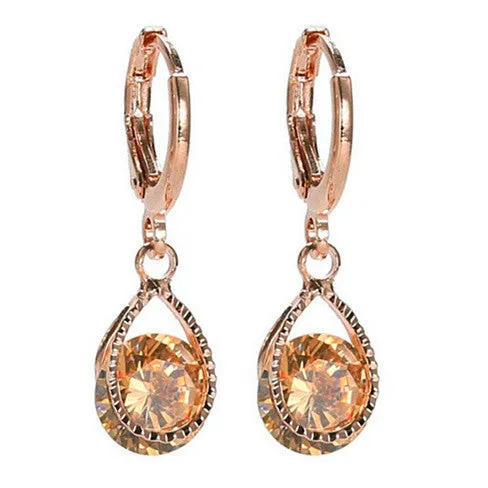 Diamond Drops Colorful Hoop Earrings In Rose Gold And Silver polish