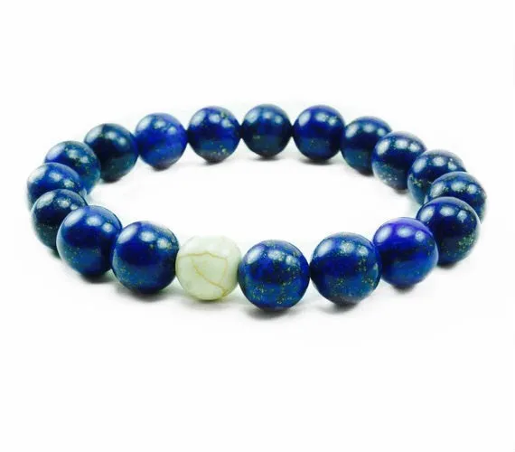 Djoser 10mm Lapis Lazuli Howlite Beaded Bracelet