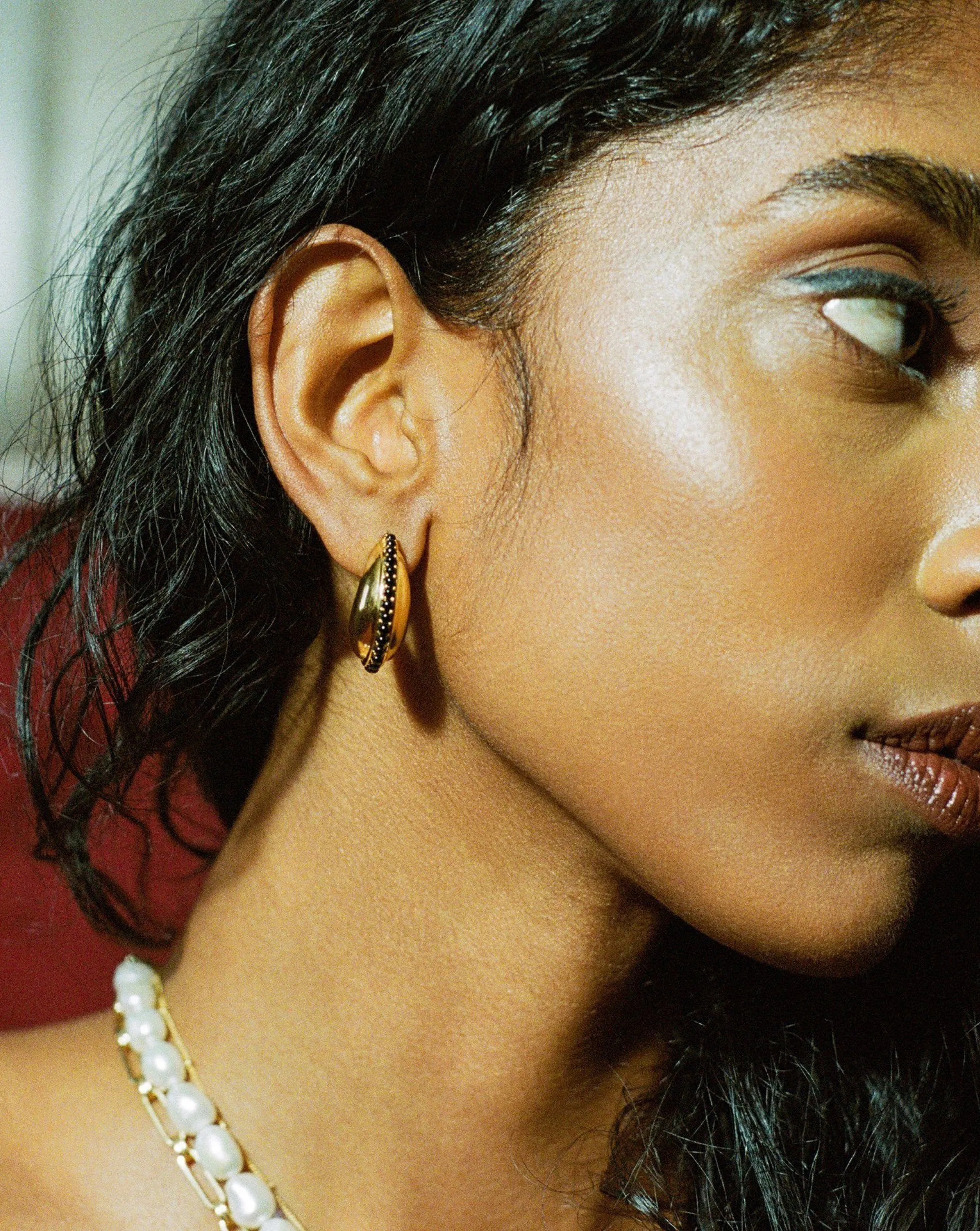 Dome Gemstone Hoop Earrings