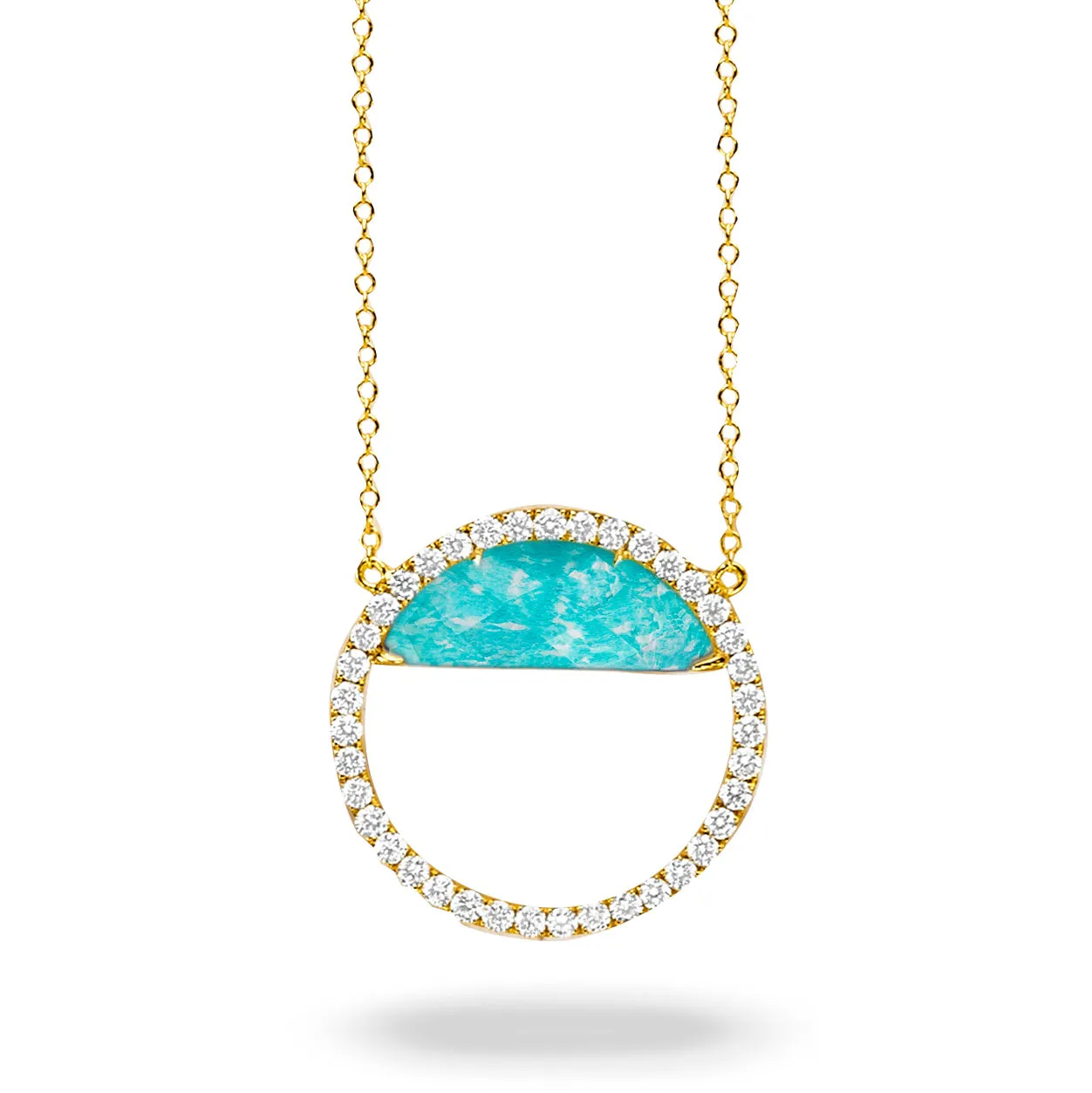 Doves Amazonite and Diamond Necklace