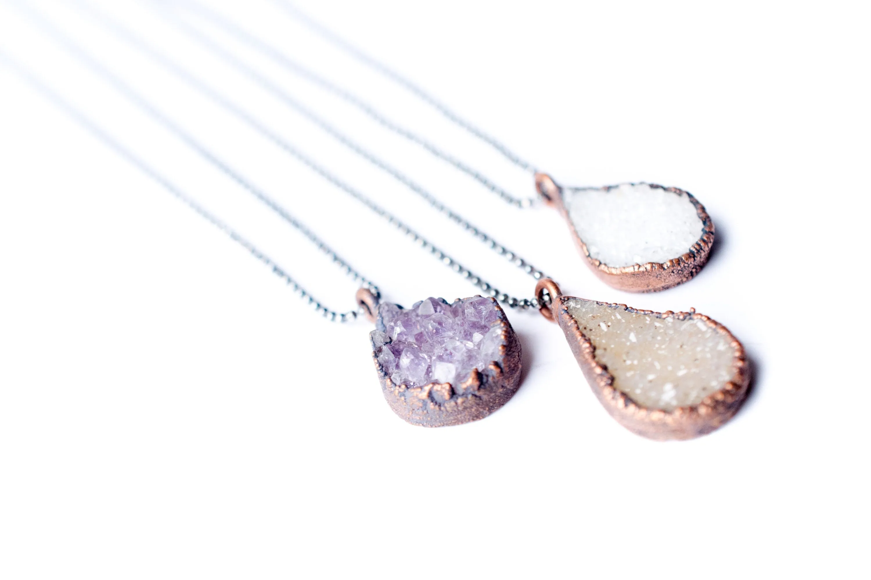 Druzy droplet necklace | Druzy crystal necklace