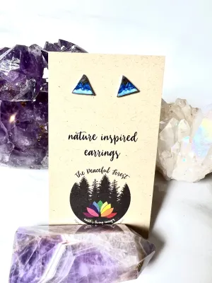 Earrings Blue Opal Resin Stud