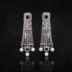 Earrings in Blue Onyx, Pearls and Zircons
