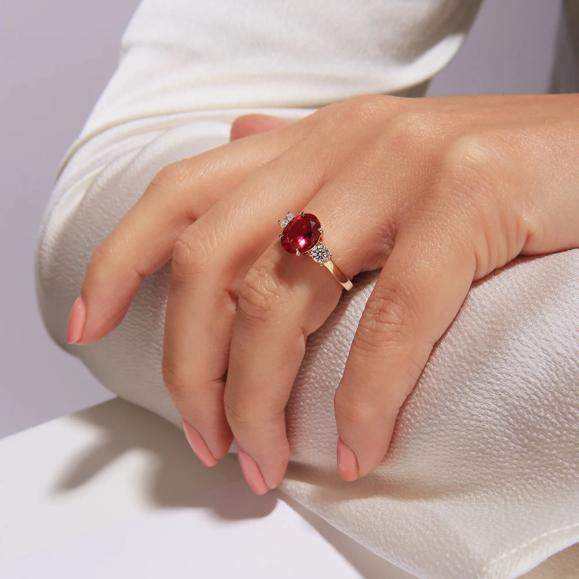 Ellison | 9ct Yellow Gold 0.33ct tw Lab Grown Diamond and Created Ruby Ring