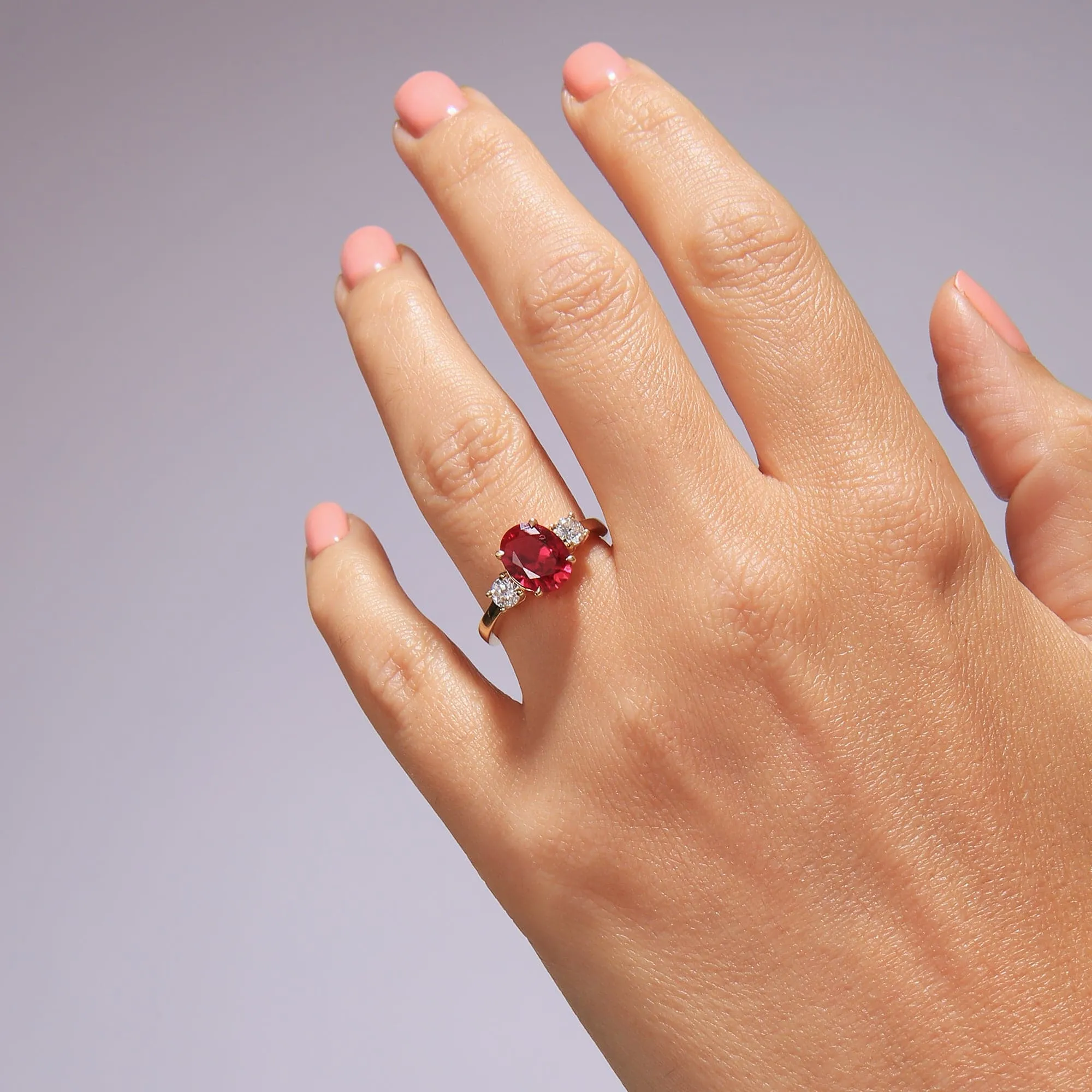 Ellison | 9ct Yellow Gold 0.33ct tw Lab Grown Diamond and Created Ruby Ring