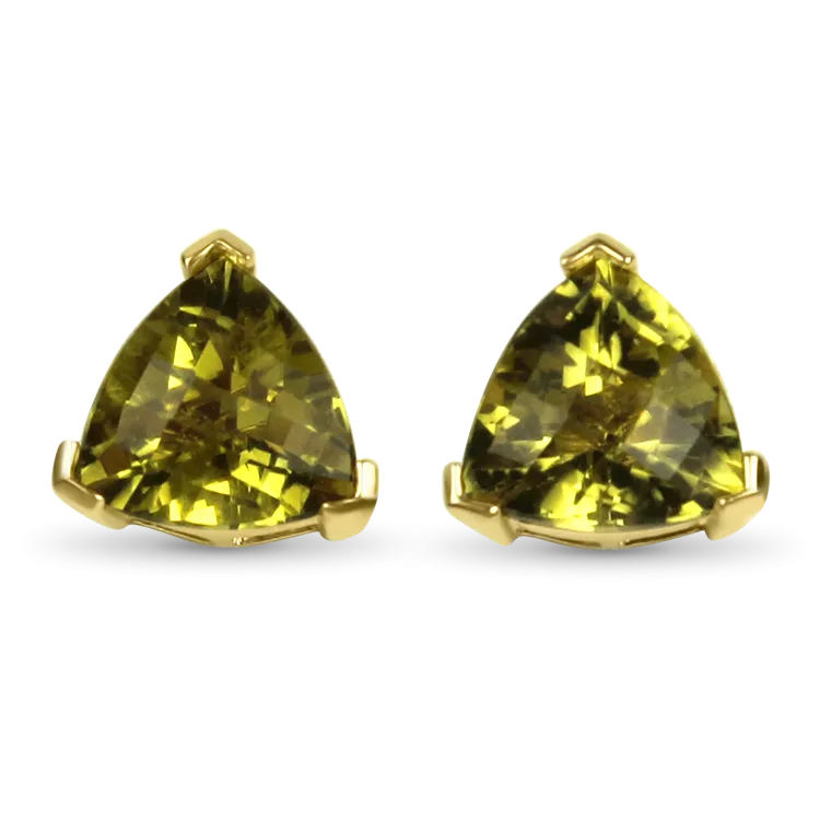 Estate 14k Yellow Gold Green Citrine Stud Earrings
