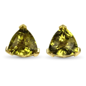 Estate 14k Yellow Gold Green Citrine Stud Earrings