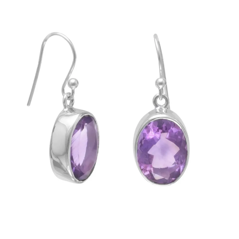 Faceted Amethyst French Wire Earrings