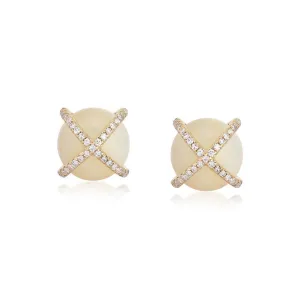 Fascinating Pearl Diamond Stud Earrings