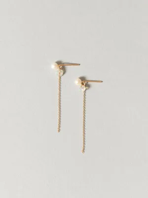 Freshwater Pearl and Opal Chain Earrings