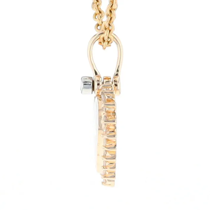 G1 Gold Quartz Pendant Heart Inlaid .21ctw Diamond Halo Design Pendant