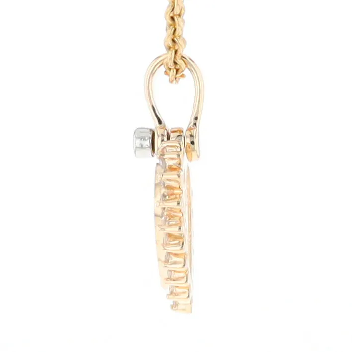 G1 Gold Quartz Pendant Heart Inlaid .21ctw Diamond Halo Design Pendant