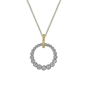Gabriel & Co .14K White and Yellow Gold Diamond Bujukan Drop Necklace