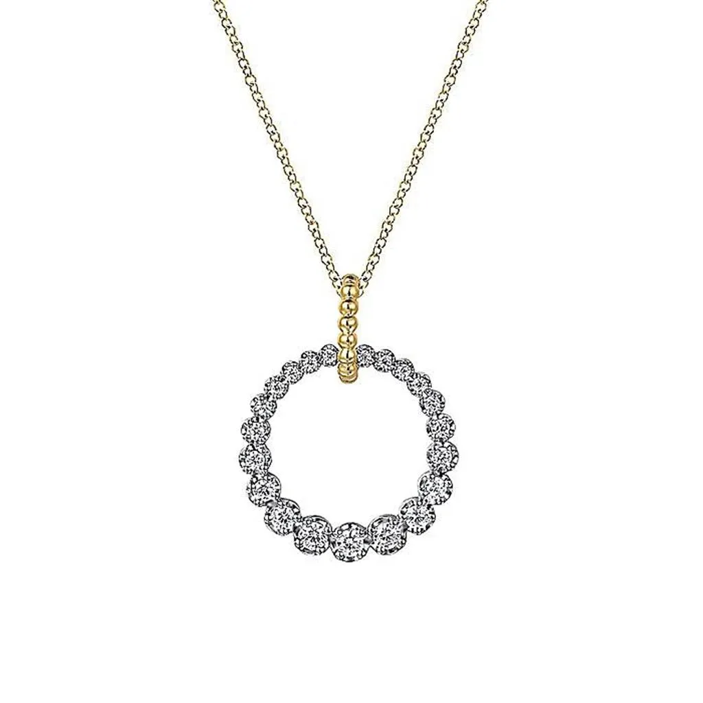 Gabriel & Co .14K White and Yellow Gold Diamond Bujukan Drop Necklace