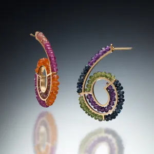 Gemstone Spiral Earrings (gold)
