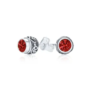 Gemstone Stud Earrings Sterling Silver Birthstone