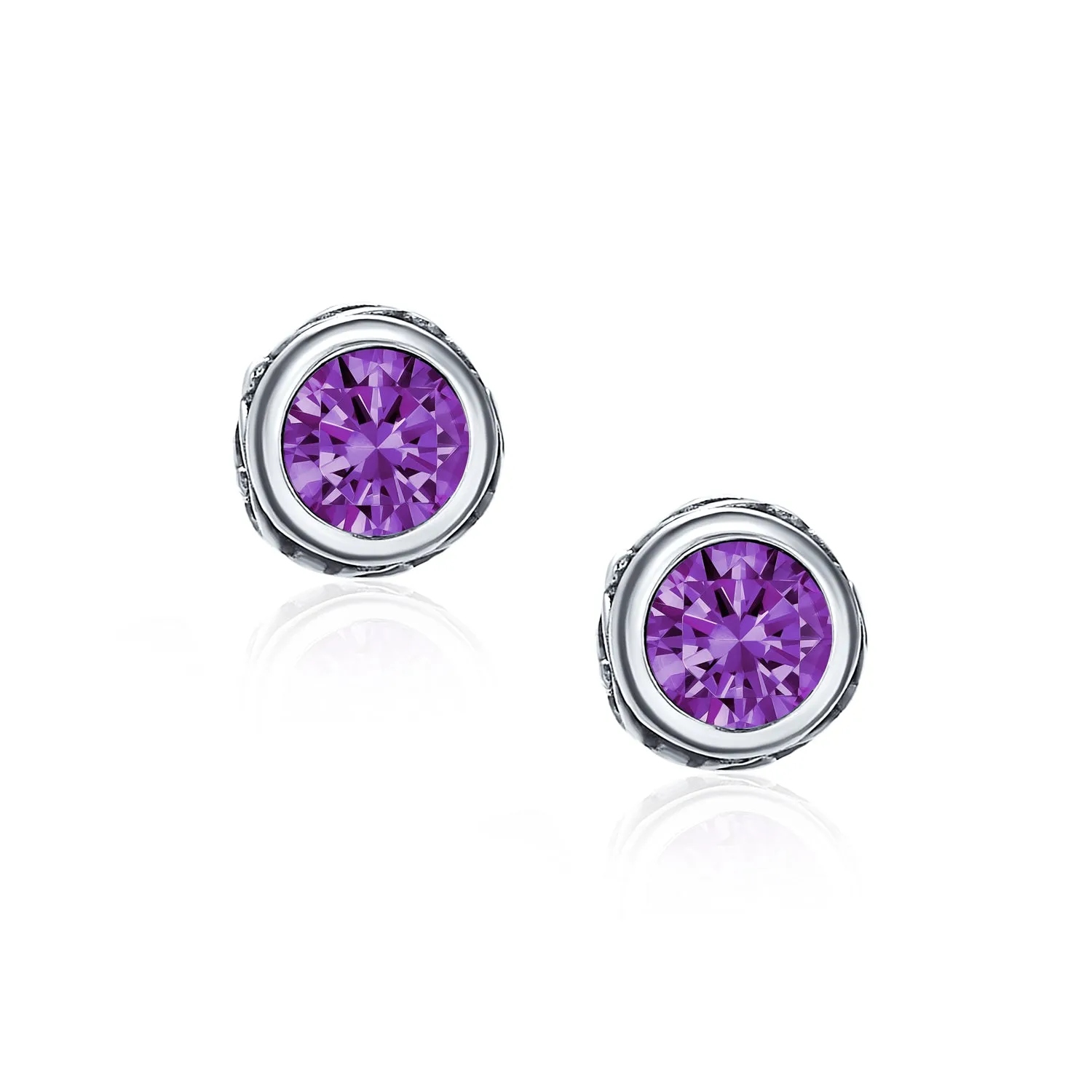 Gemstone Stud Earrings Sterling Silver Birthstone