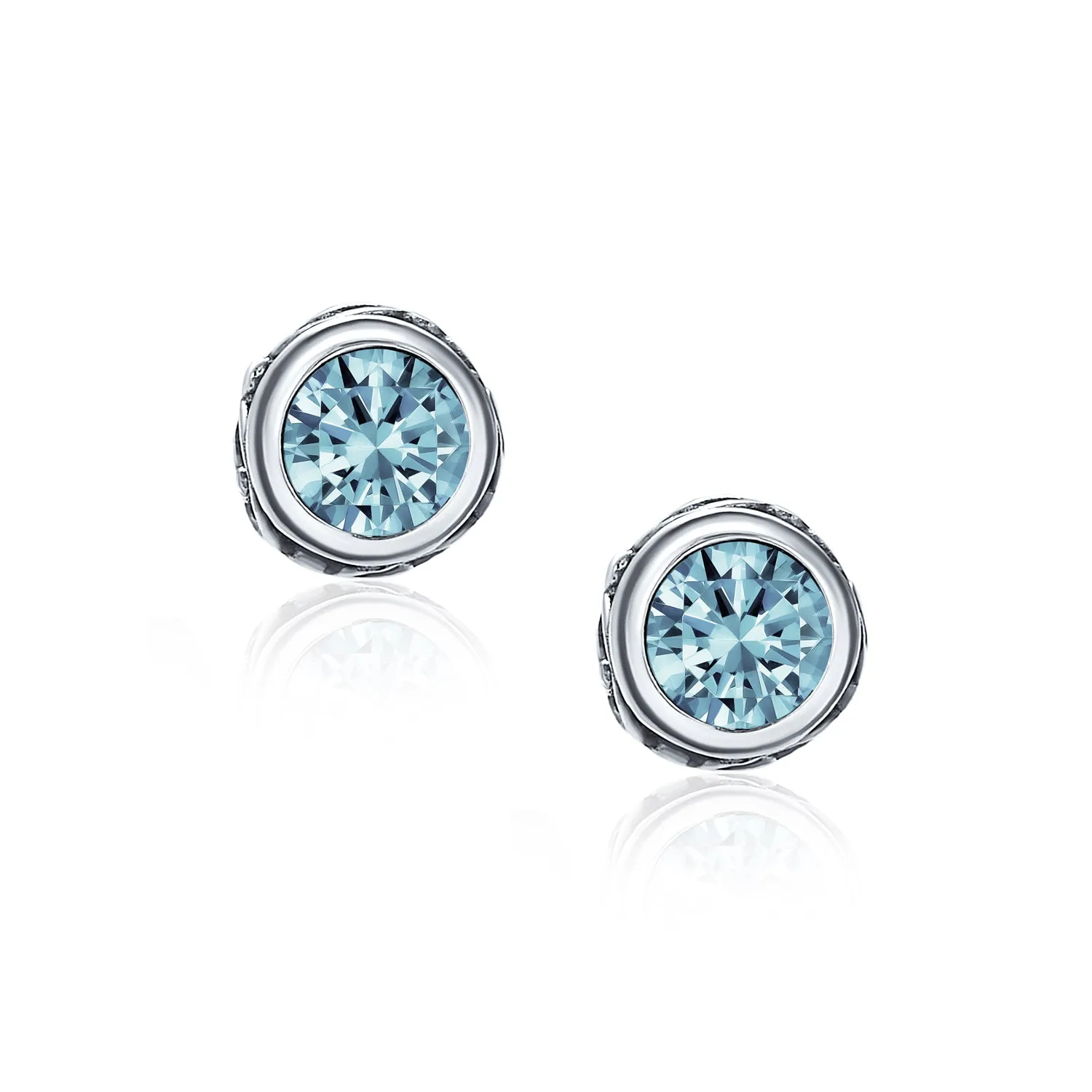 Gemstone Stud Earrings Sterling Silver Birthstone