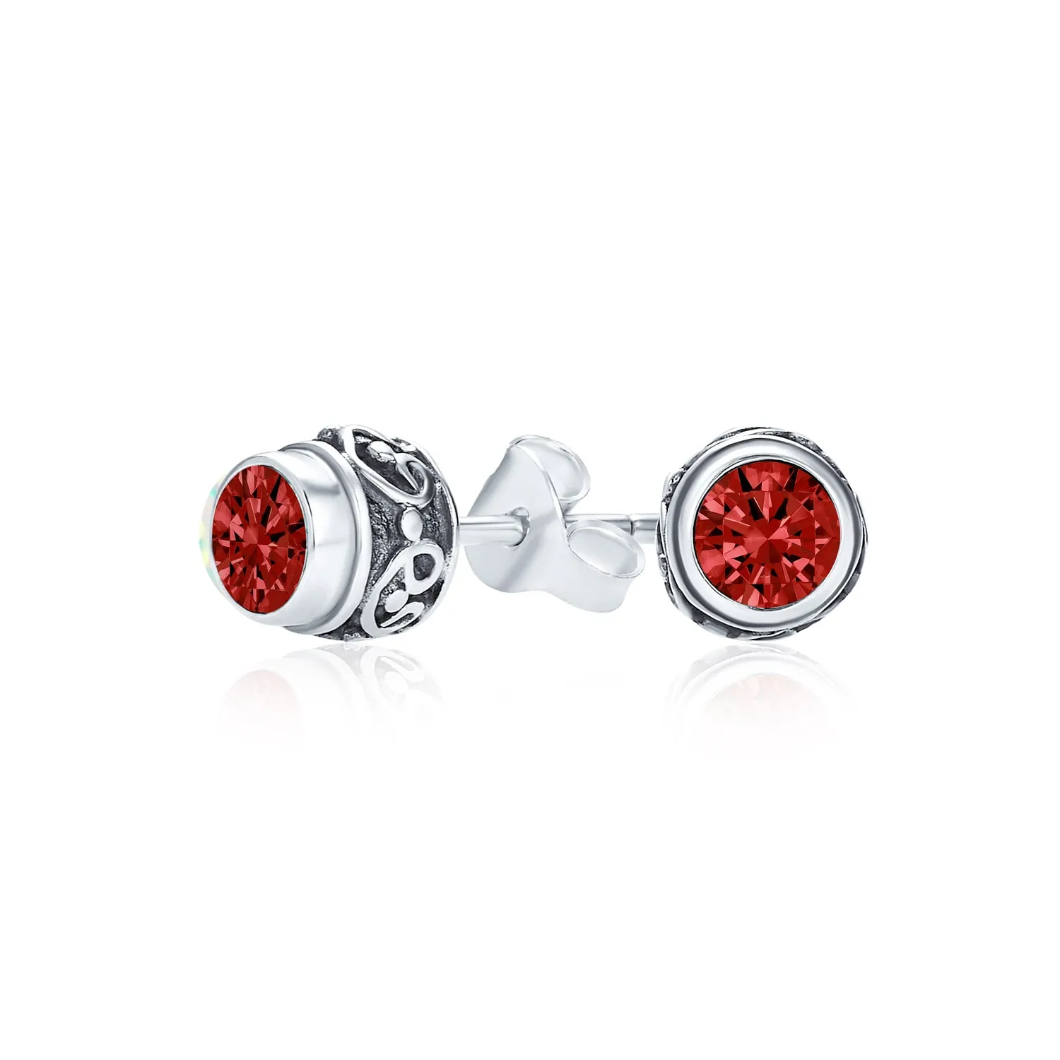 Gemstone Stud Earrings Sterling Silver Birthstone