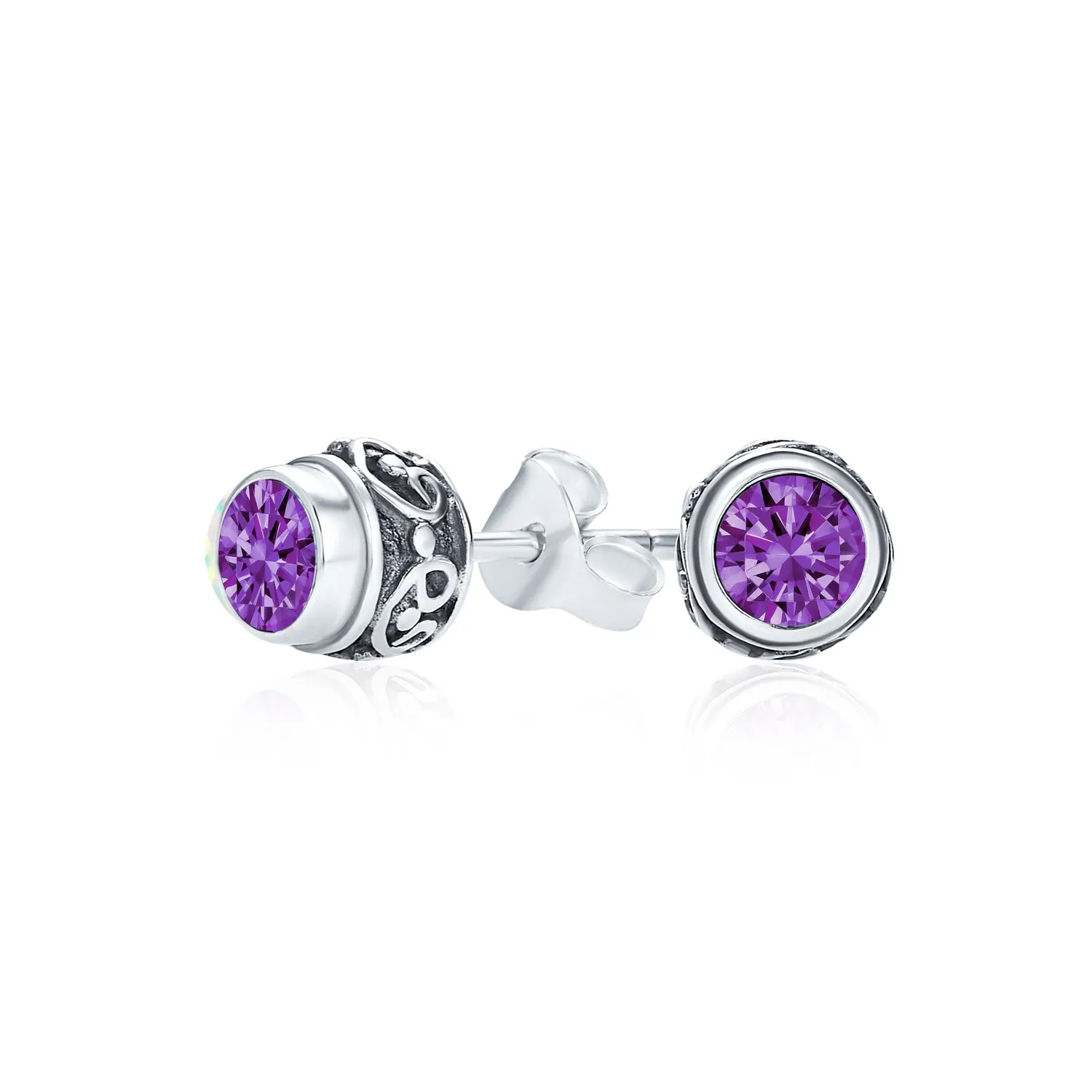 Gemstone Stud Earrings Sterling Silver Birthstone