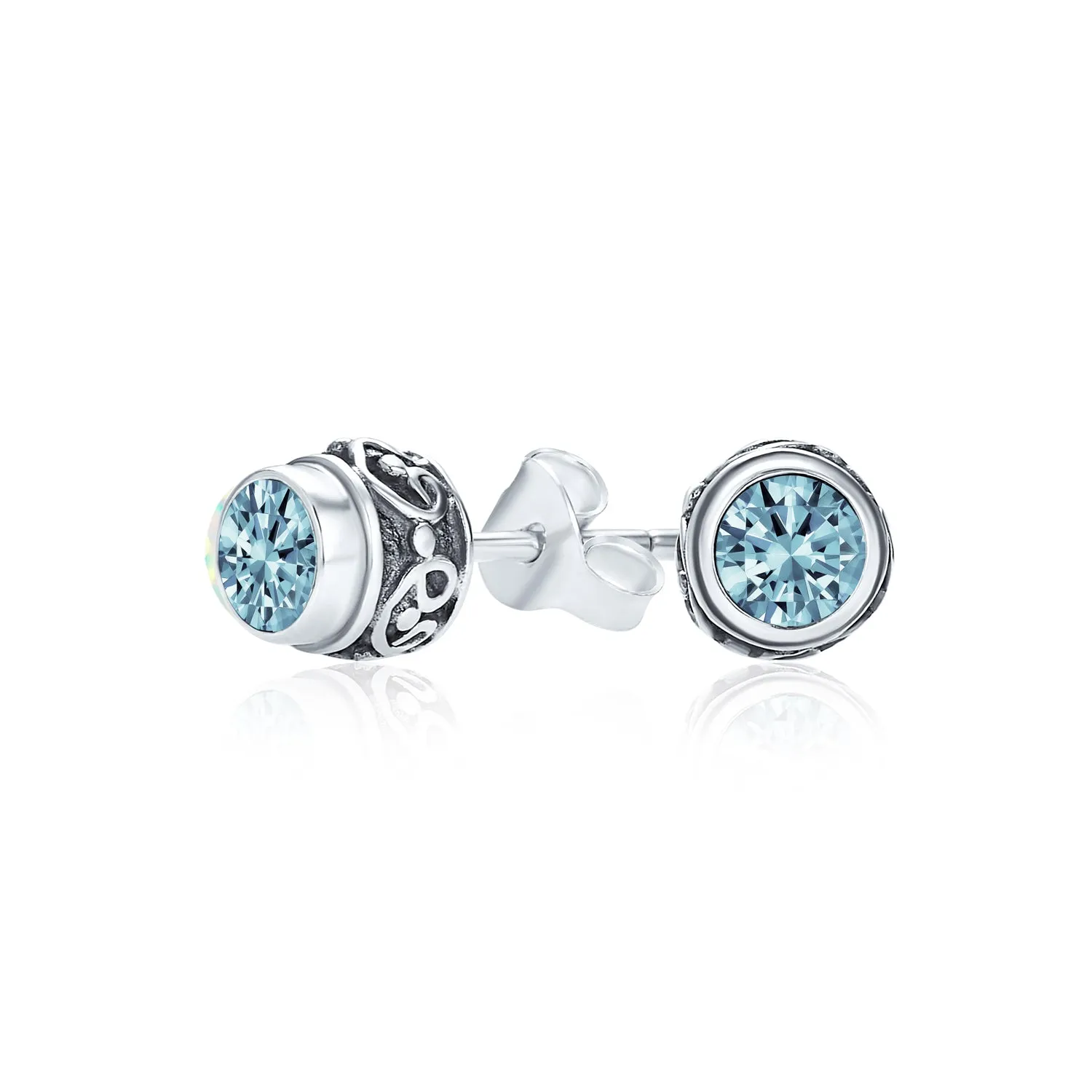 Gemstone Stud Earrings Sterling Silver Birthstone