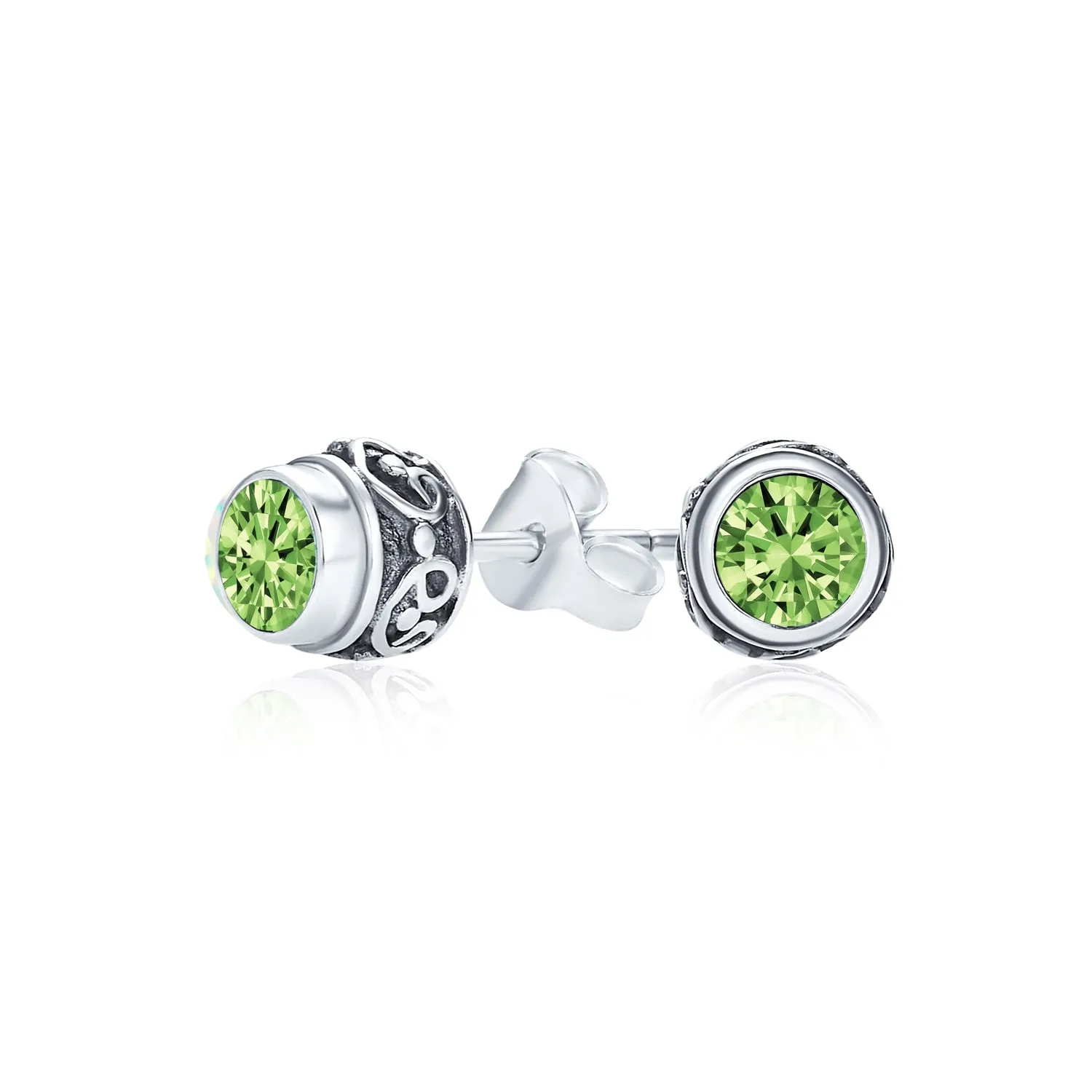 Gemstone Stud Earrings Sterling Silver Birthstone