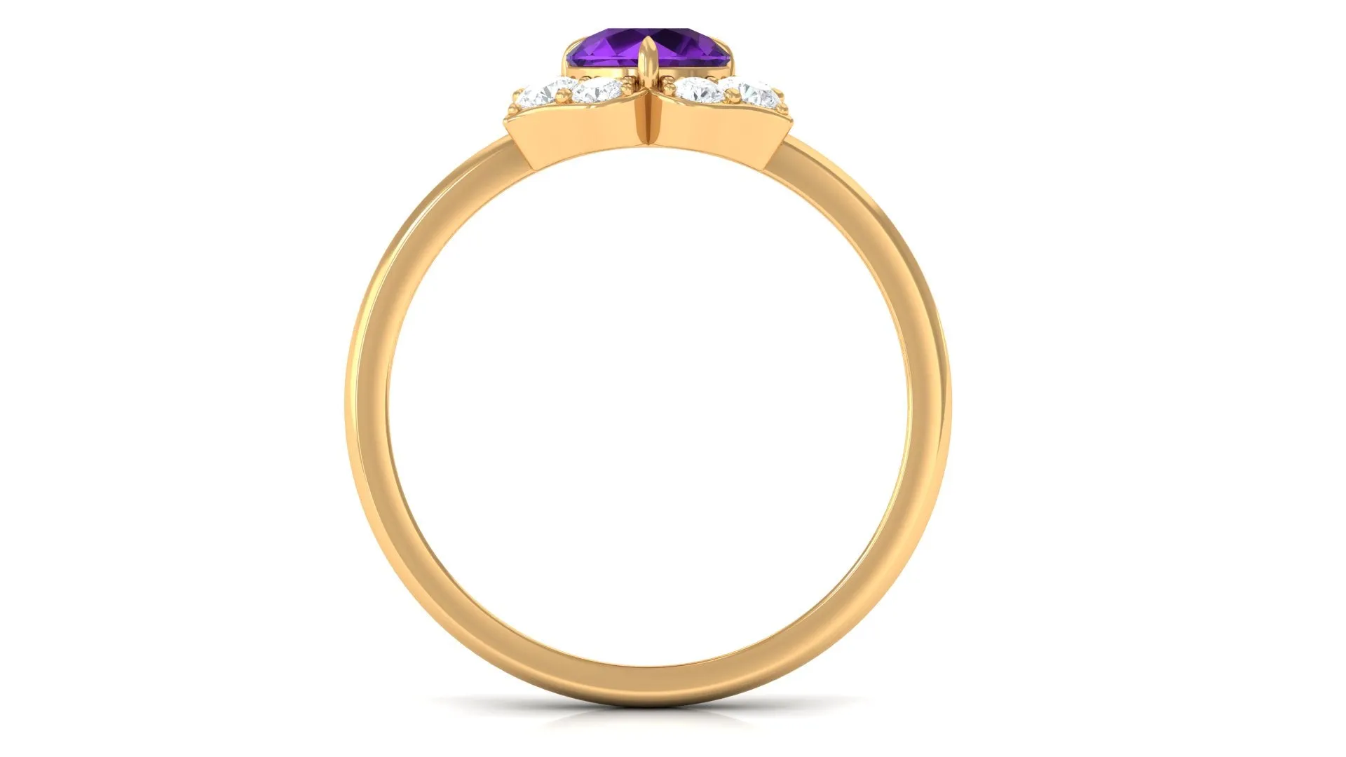 Genuine Amethyst Flower Engagement Ring with Diamond