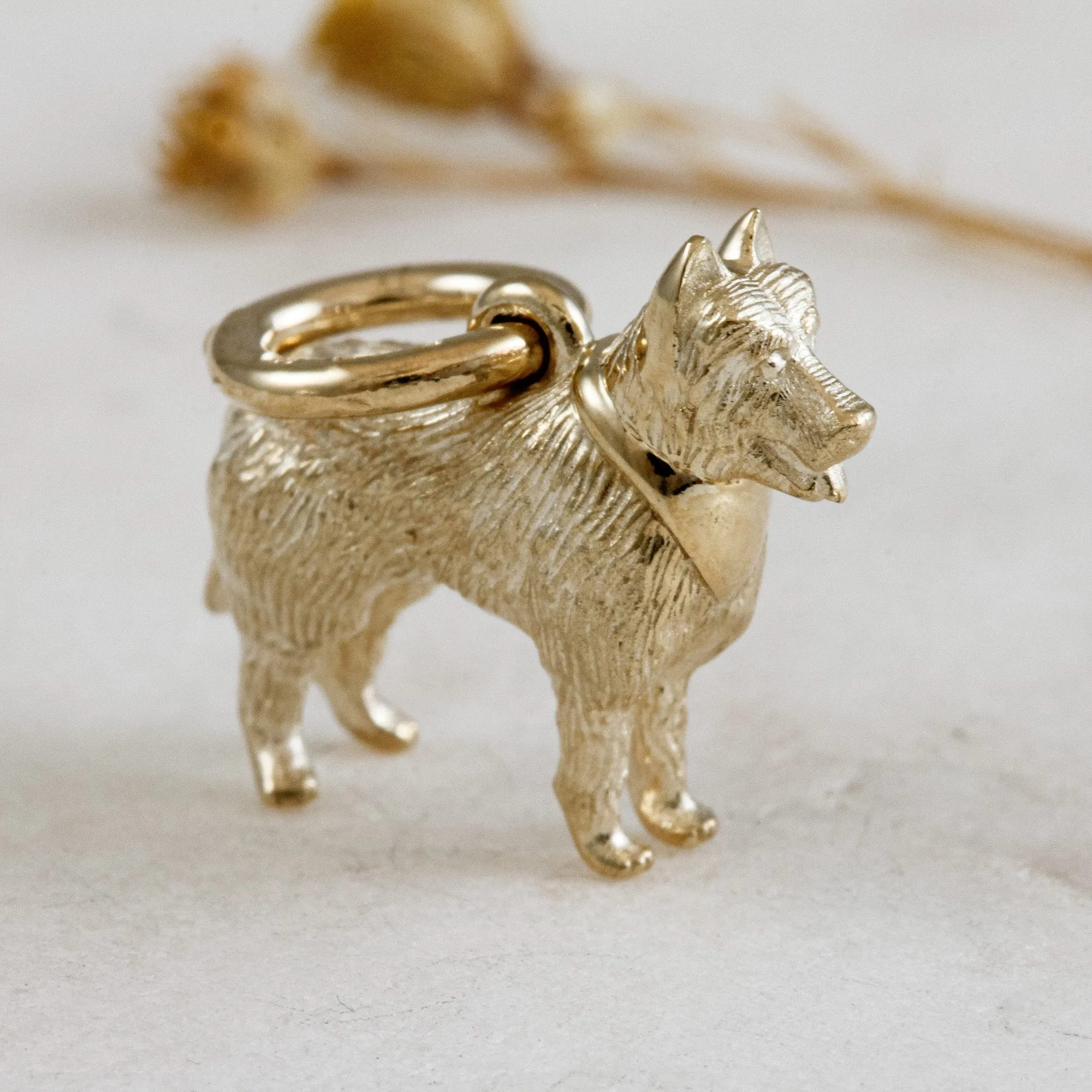 German Shepherd Solid Gold Dog Charm
