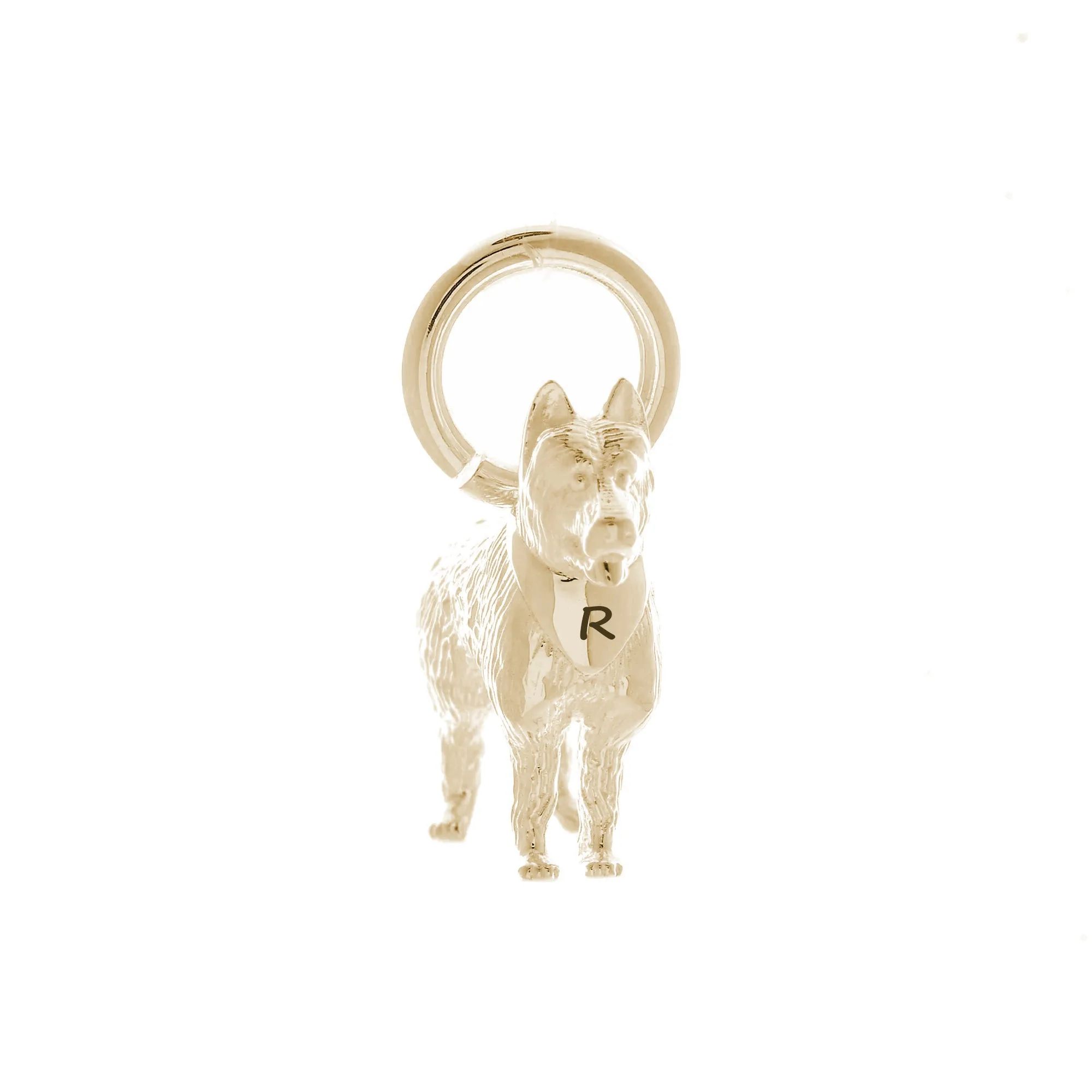 German Shepherd Solid Gold Dog Charm