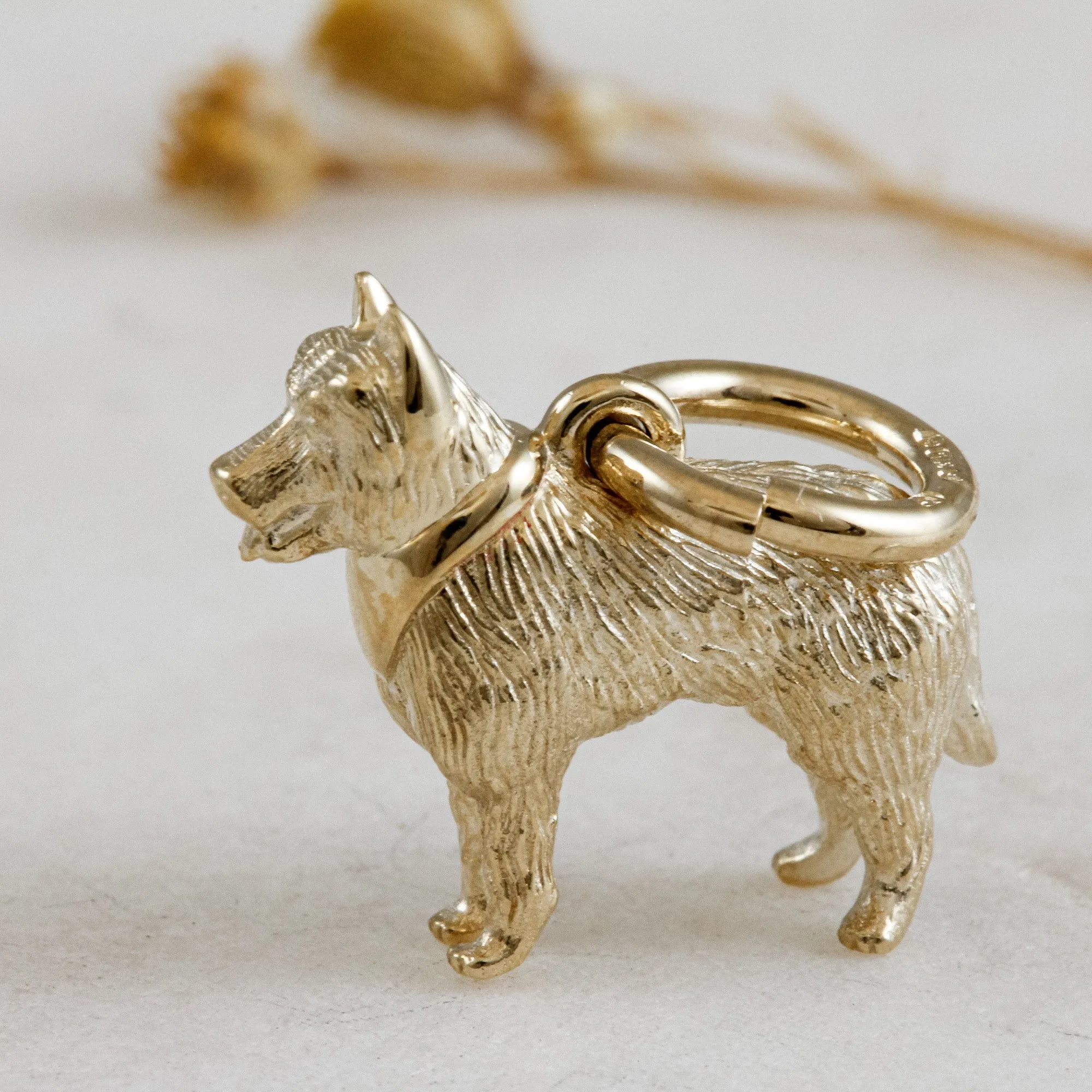 German Shepherd Solid Gold Dog Charm