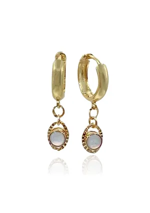 Gold Opal with Chain on 14kt Hoop