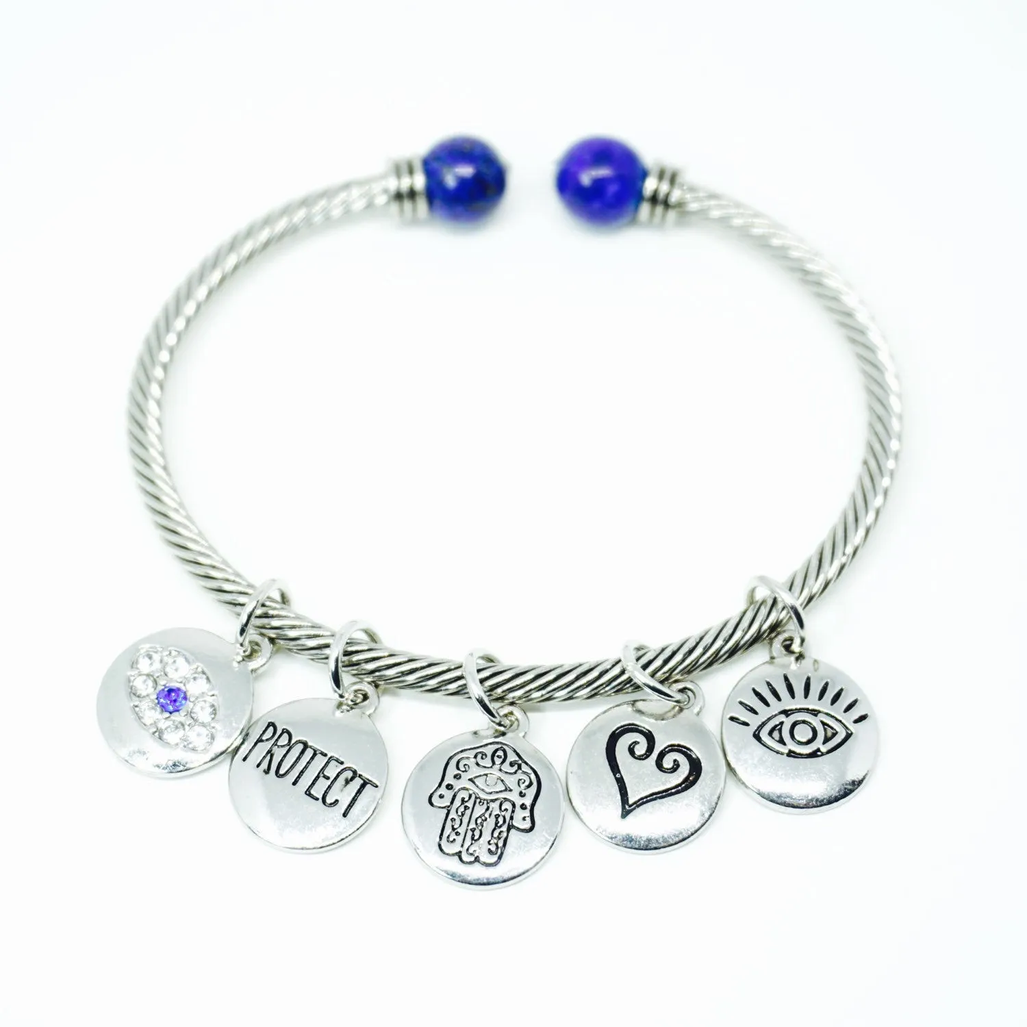 Gold or Silver "Hamsa Protection" Charm Bracelet