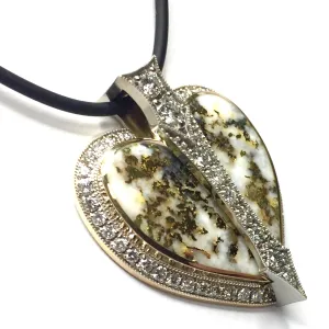 Gold Quartz Necklace Cupid's Revenge 2.16ctw Diamonds Heart Pendant