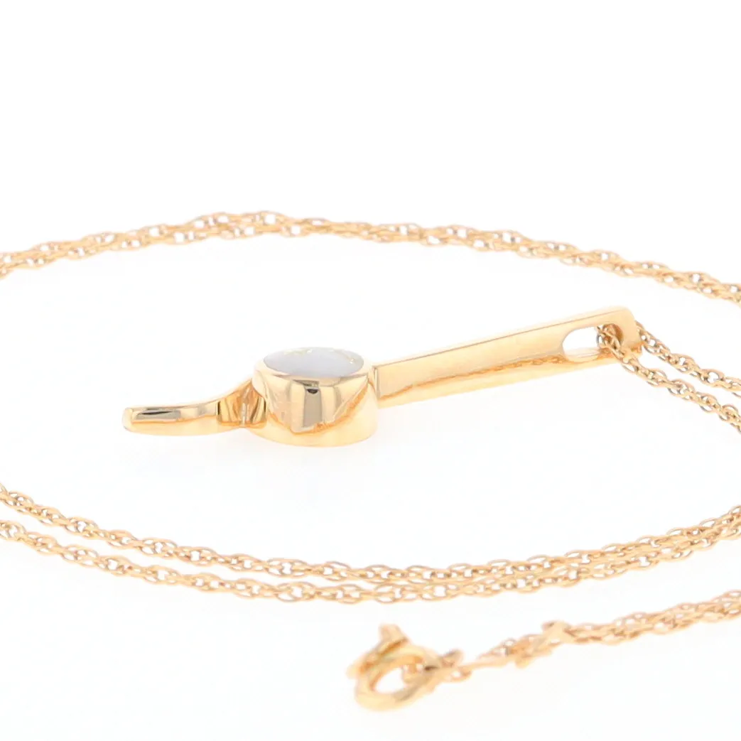 Gold Quartz Necklace Round Inlaid Curved Gold Bar Pendant