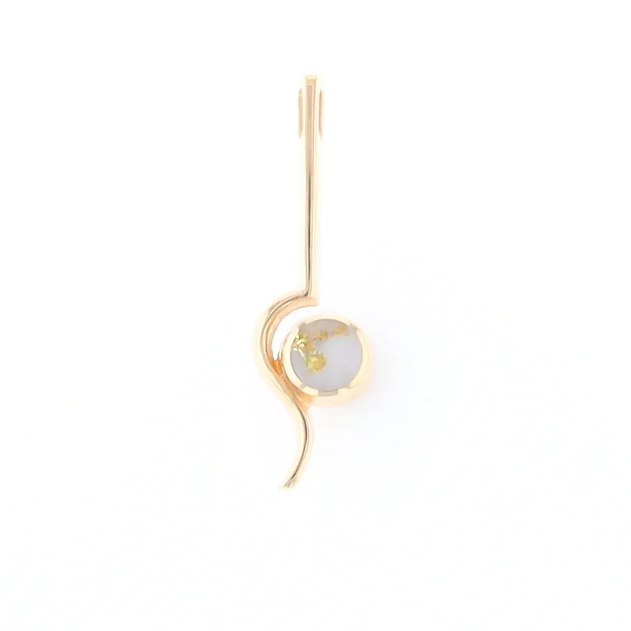 Gold Quartz Necklace Round Inlaid Curved Gold Bar Pendant