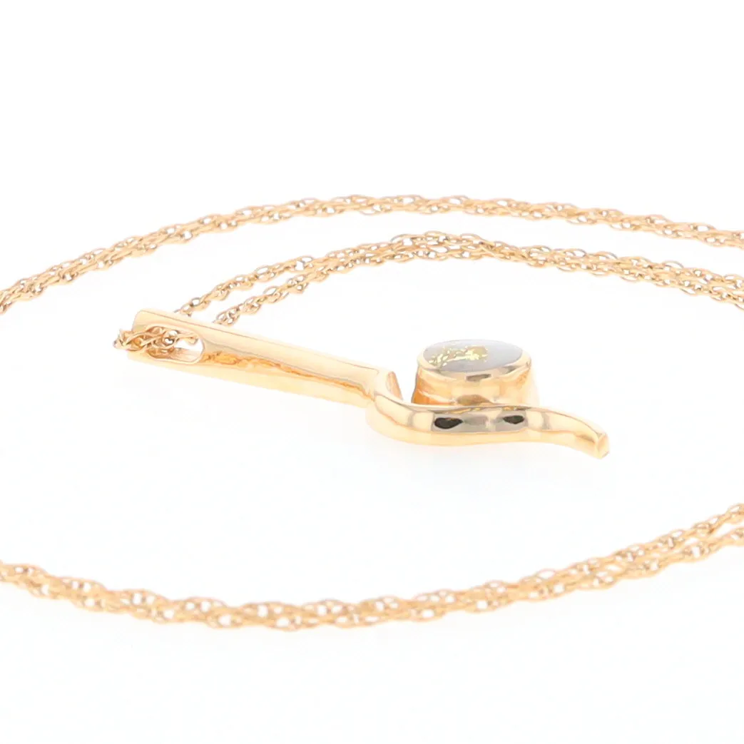 Gold Quartz Necklace Round Inlaid Curved Gold Bar Pendant
