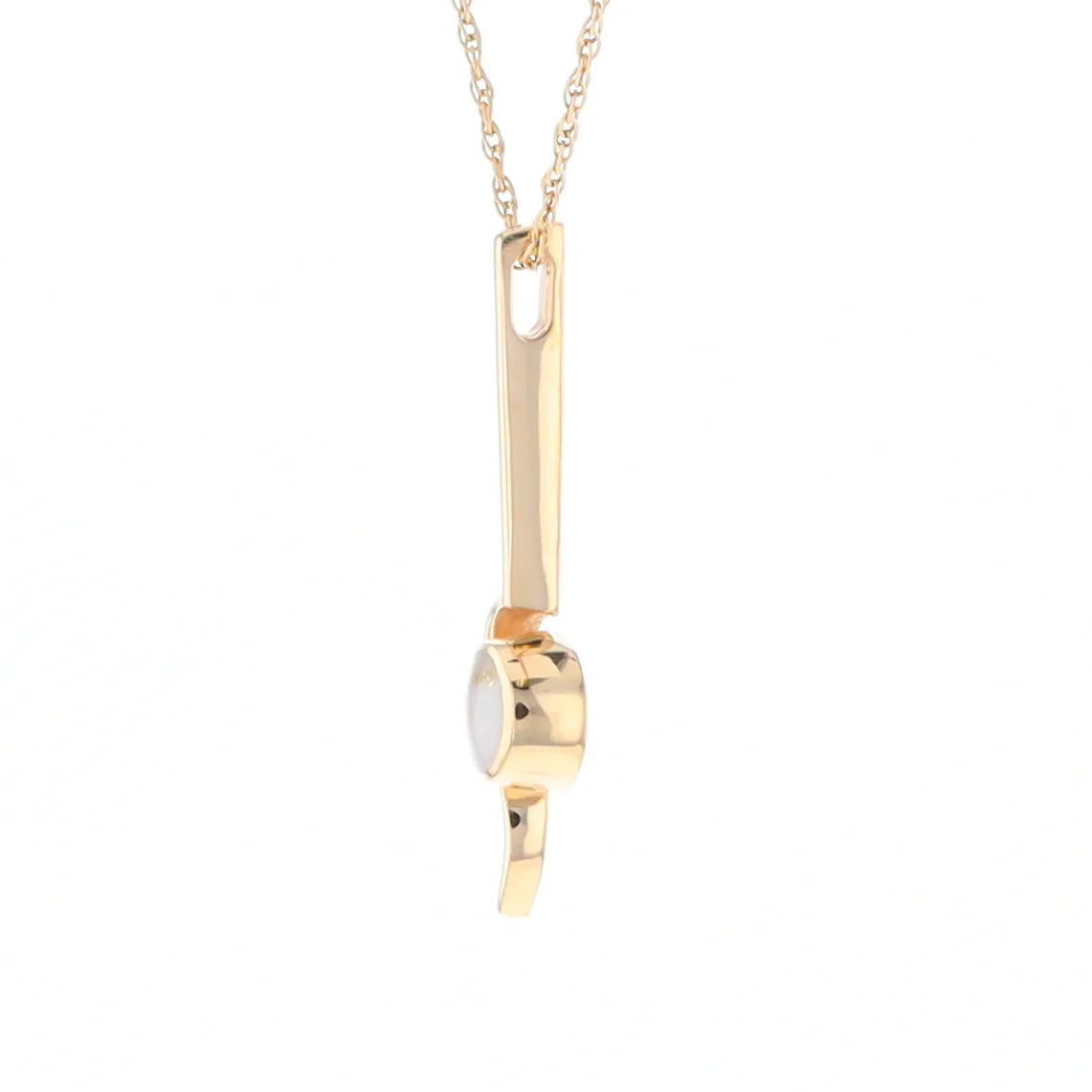 Gold Quartz Necklace Round Inlaid Curved Gold Bar Pendant