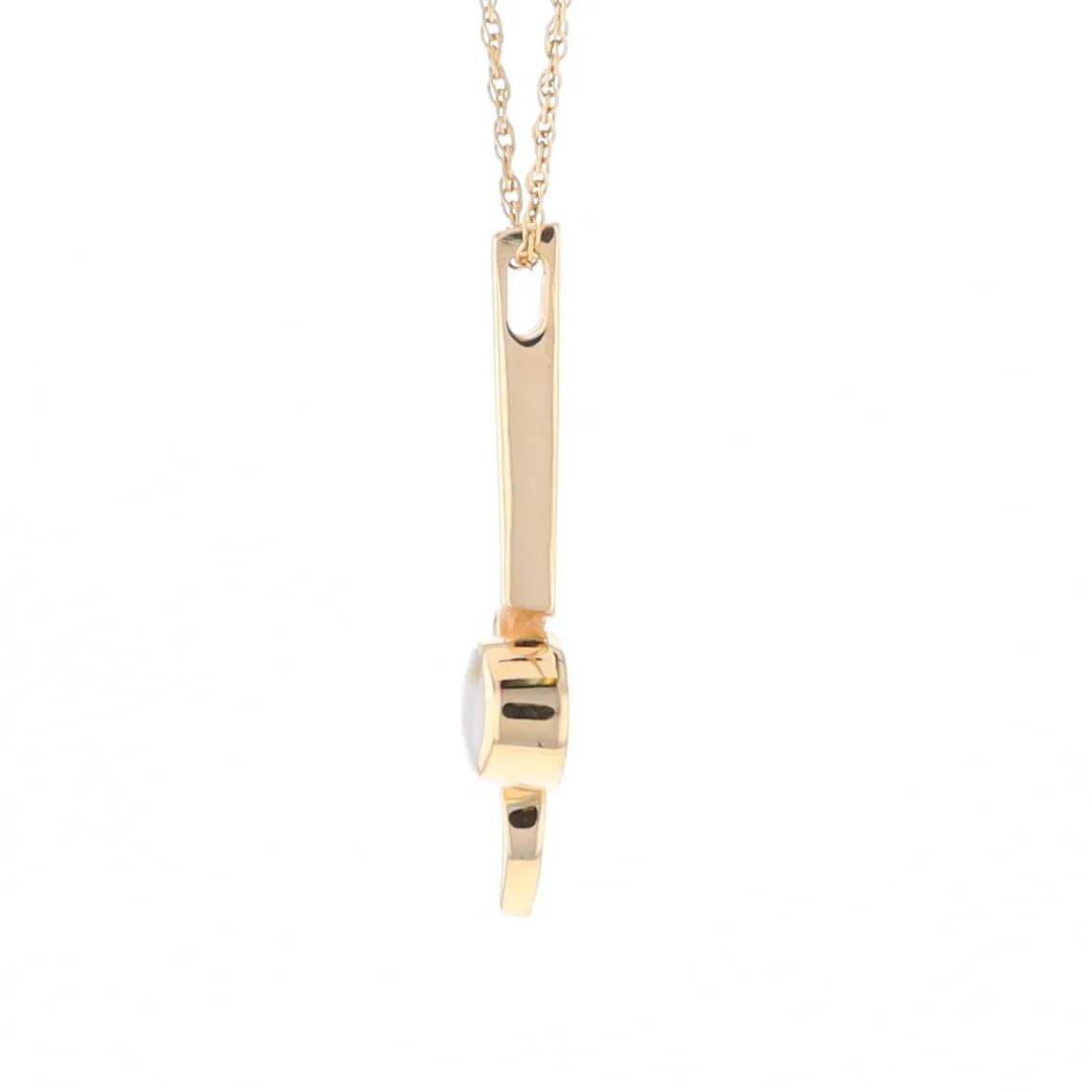 Gold Quartz Necklace Round Inlaid Curved Gold Bar Pendant