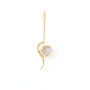 Gold Quartz Necklace Round Inlaid Curved Gold Bar Pendant