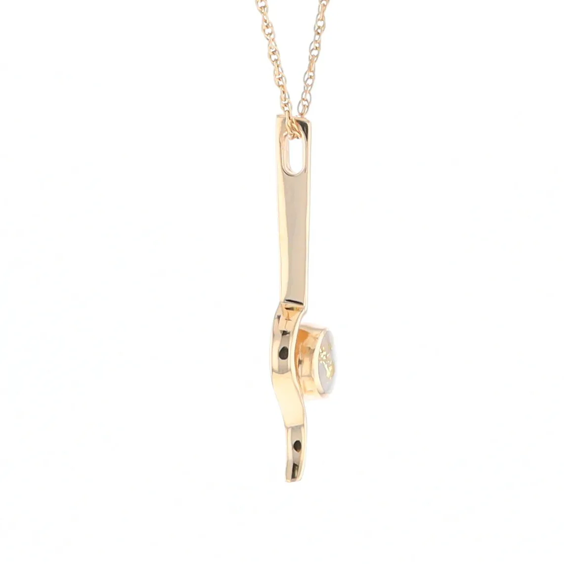 Gold Quartz Necklace Round Inlaid Curved Gold Bar Pendant