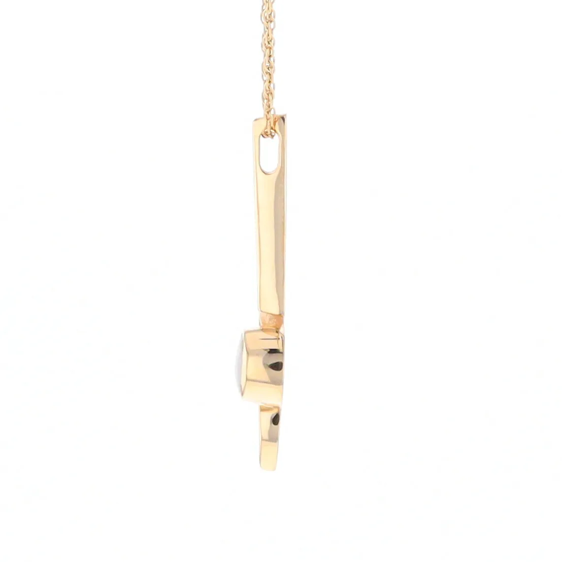 Gold Quartz Necklace Round Inlaid Curved Gold Bar Pendant