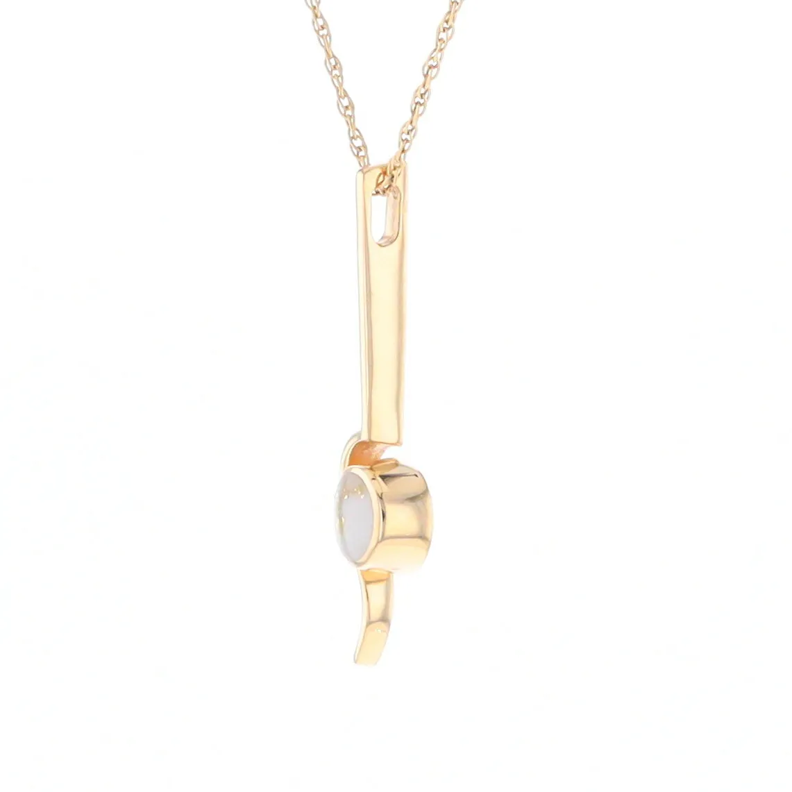 Gold Quartz Necklace Round Inlaid Curved Gold Bar Pendant
