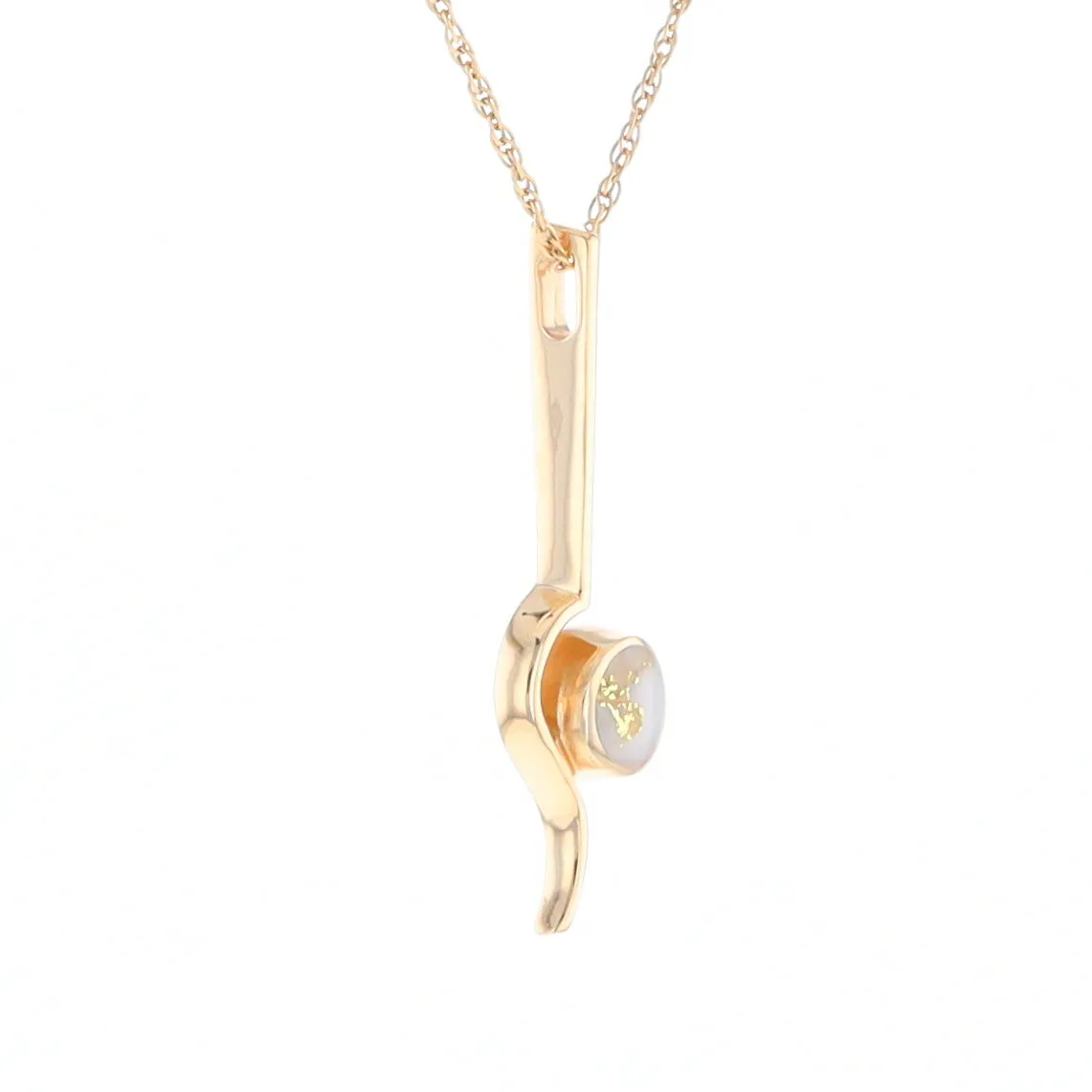 Gold Quartz Necklace Round Inlaid Curved Gold Bar Pendant