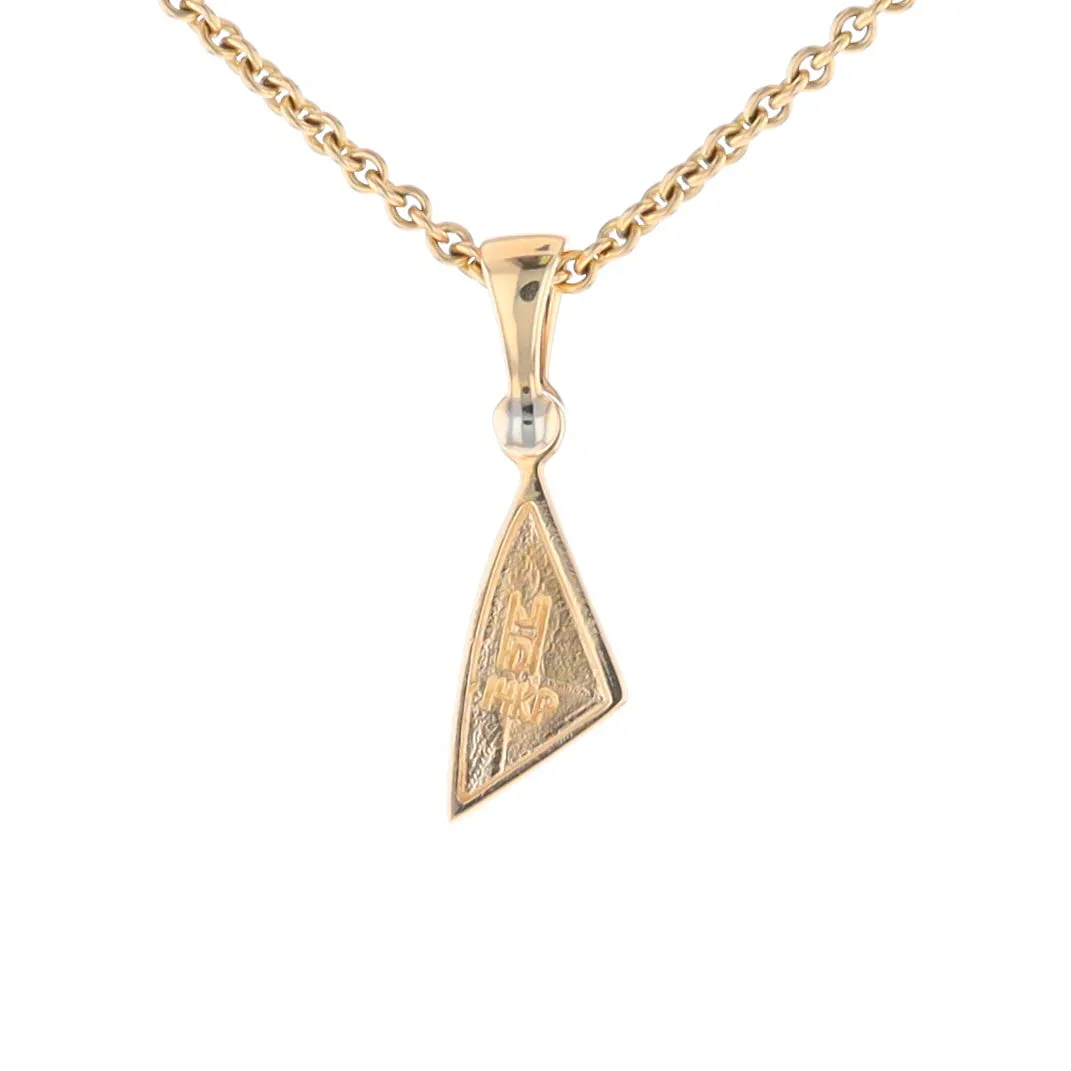 Gold Quartz Necklace Sail Inlaid Design Pendant with .02ct Diamond