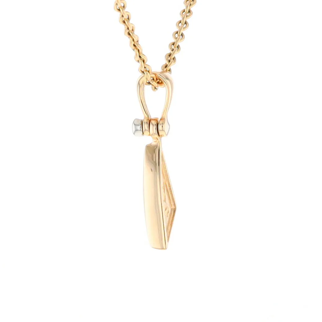 Gold Quartz Necklace Sail Inlaid Design Pendant with .02ct Diamond