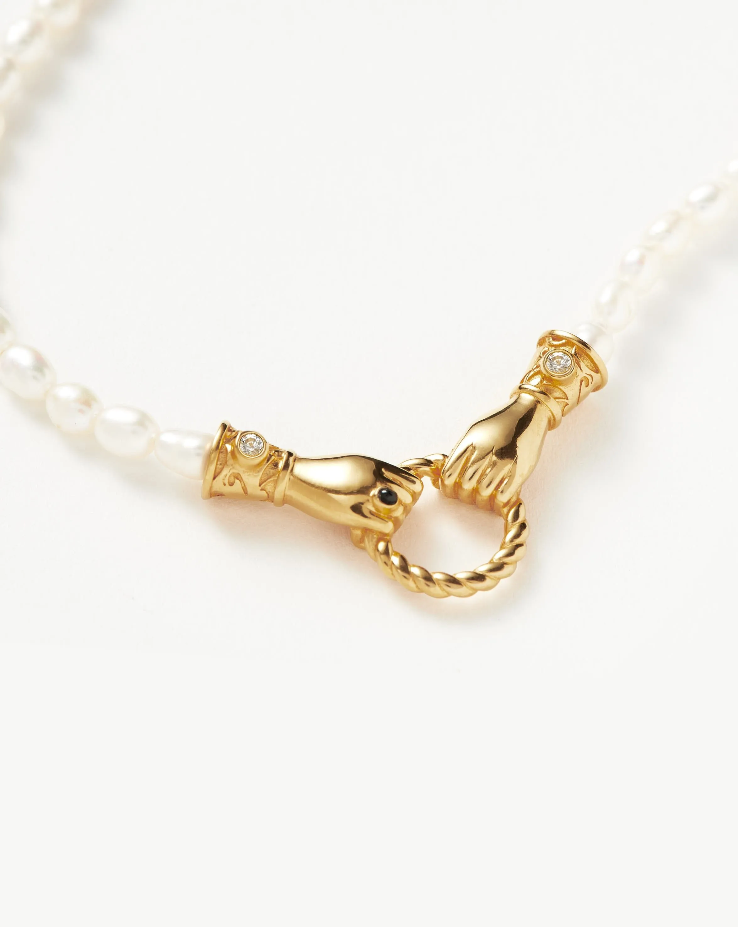 Harris Reed In Good Hands Pearl Pendant Necklace | 18k Gold Plated/Pearl & Black Onyx