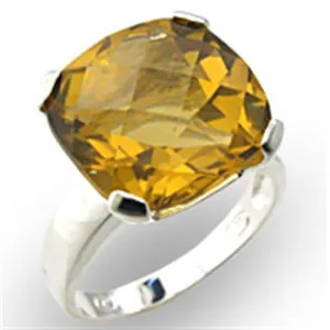High-Polished 925 Sterling Silver Ring with Semi-Precious Citrine in Citrine for Women Style 34019