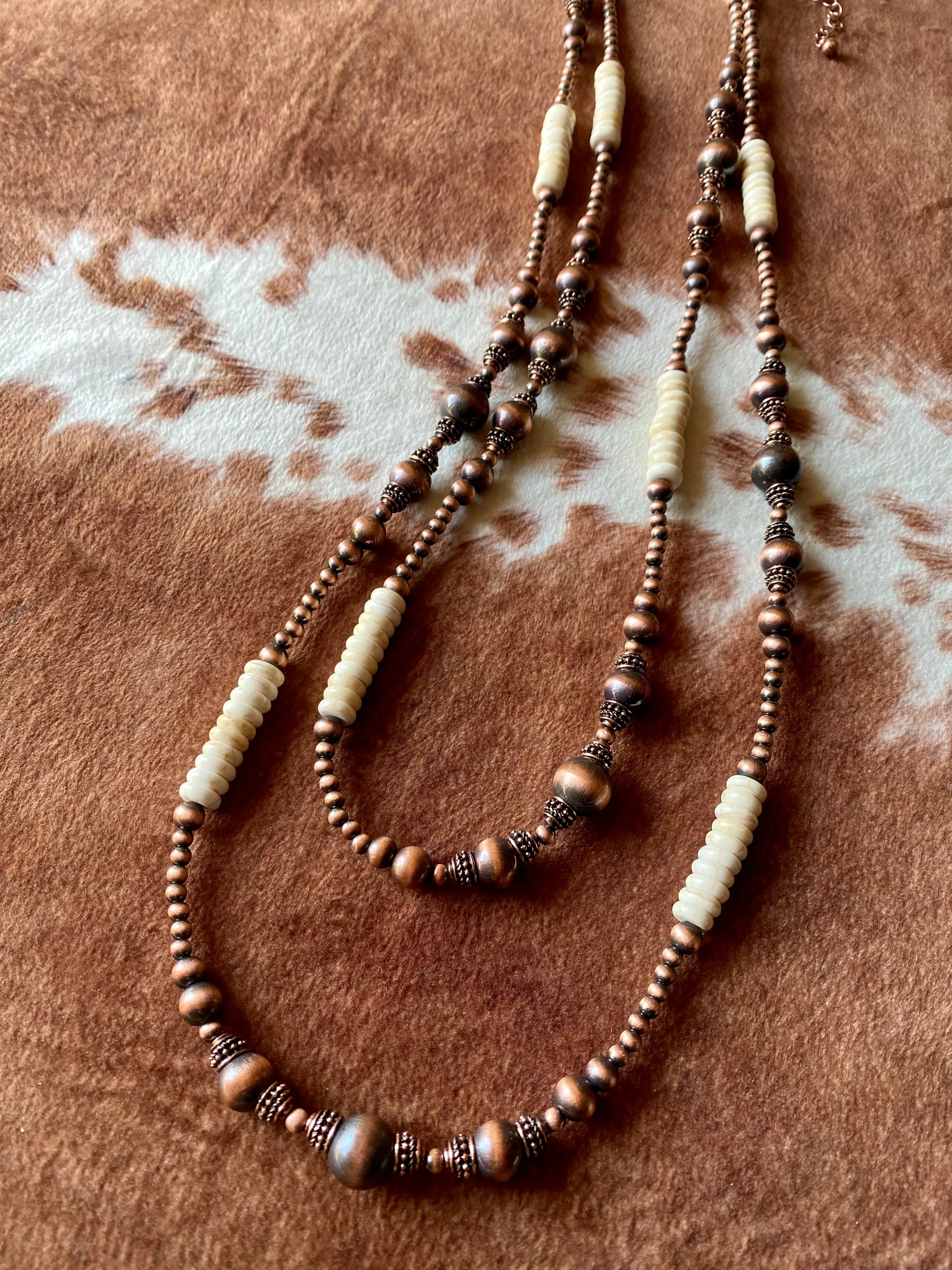 Howlite Western Sky Coppertone Necklace Set