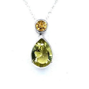 Kaleidoscope Teardrop Lemon Citrine  Golden Citrine Pendant